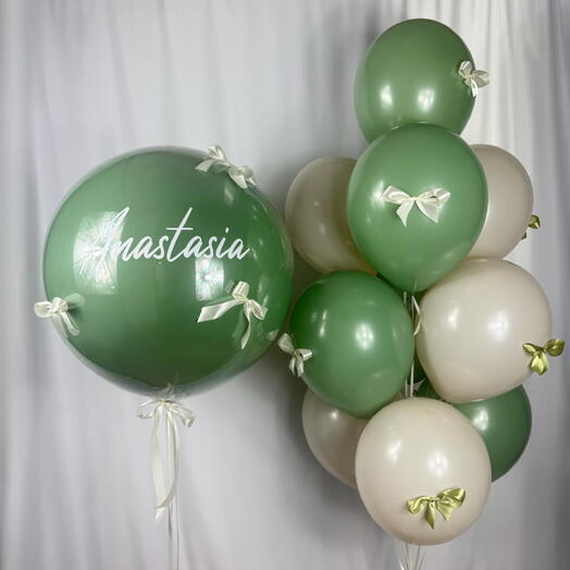 Воздушные шары с гелием Гигант Баблс с надписью авокадо 11шт. Helium balloons Giant Bubble with text avocado 11 pcs