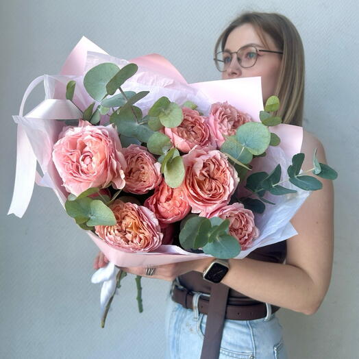 Букет с пионовидными розами, 5шт, Джульетта, арт 50 Flower Perfect