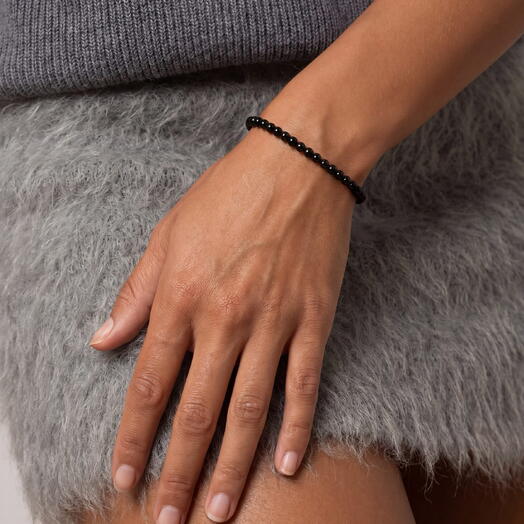 Черный браслет из натурального камня CAVIAR ONYX 3(18-20р) любимой женщине, маме, сестре, подруге, на день рождения, для себя
