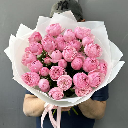 Пионовидные кустовые розы Mansfield pink 9 шт peony