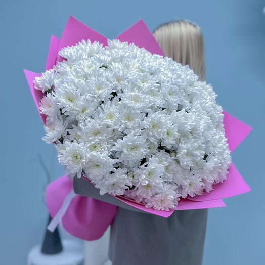 Букет из 25 веточек белой хризантемы Балтика «Белое облако»💐 25442