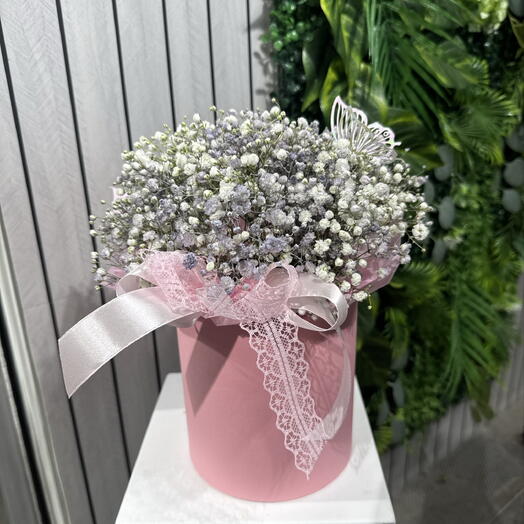 Композиция из гипсофилы с бабочкой🌸