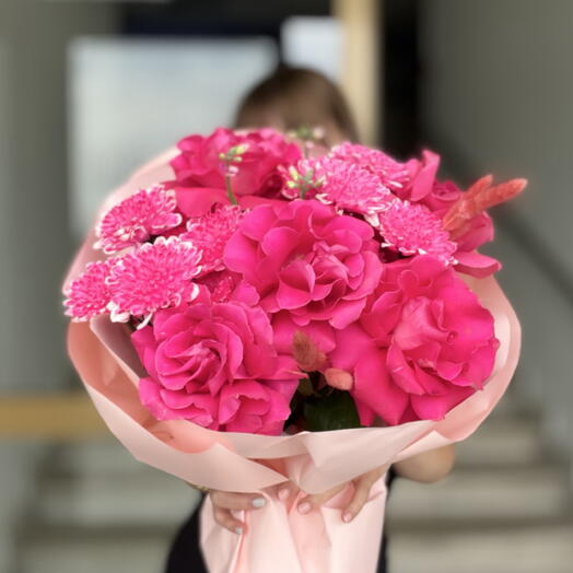 Букет 🌸«Малина»🩷 я яркими французскими розами Пинк Флойд 😍