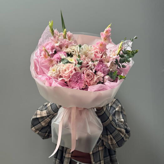 Букет «Розовые мечты» ГЛАДИОЛУС РОЗА💓🌸💓🌸🍰