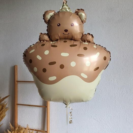 Шар фигура Кексик с мишкой коричневый