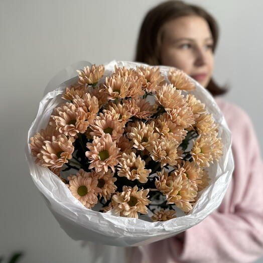 Букет из 5 кустовых веточек хризантем в осеннем оттенке