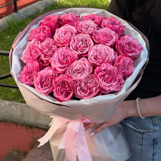 Нежный букет 15 роз кантри 🌸