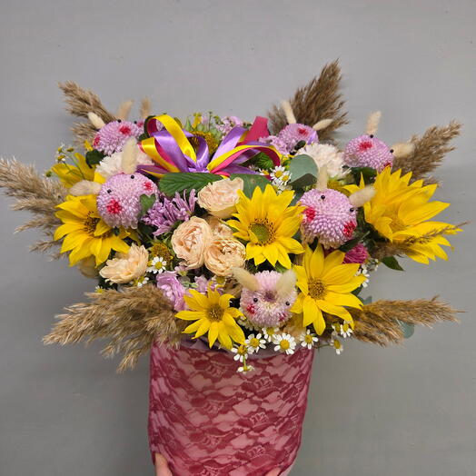 Композиция "Зайчики в подсолнухах"🐰🌻🌸