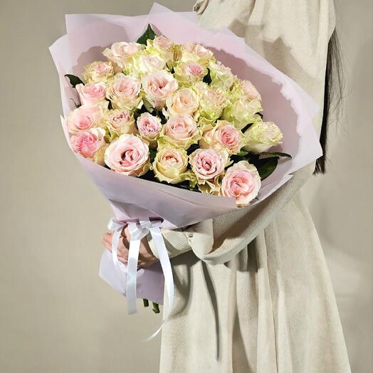 Розы Кения 25 шт оригинальный букет les fleur (В0126)