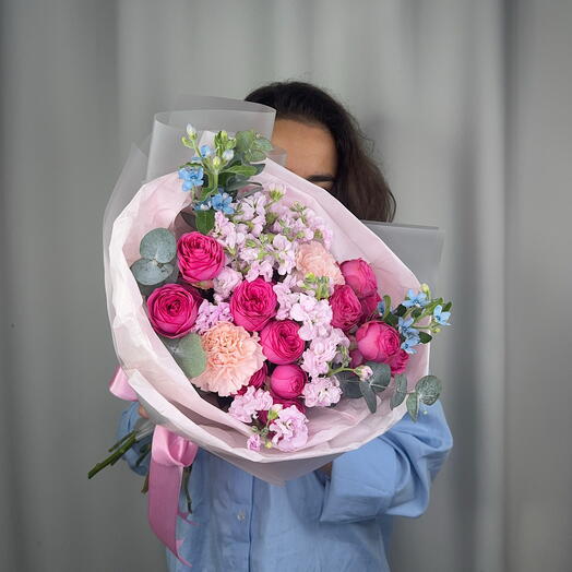 Нежный дофамин ☺️💞 | незабудки, кустовые розы, ароматная матиола
