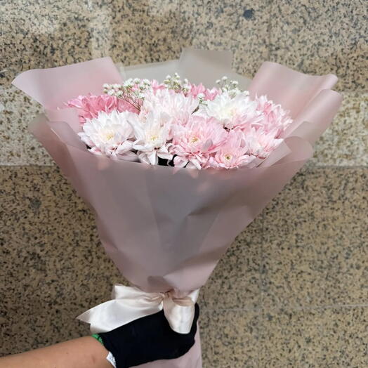 букет из хризантемы с гипсофилы🌸