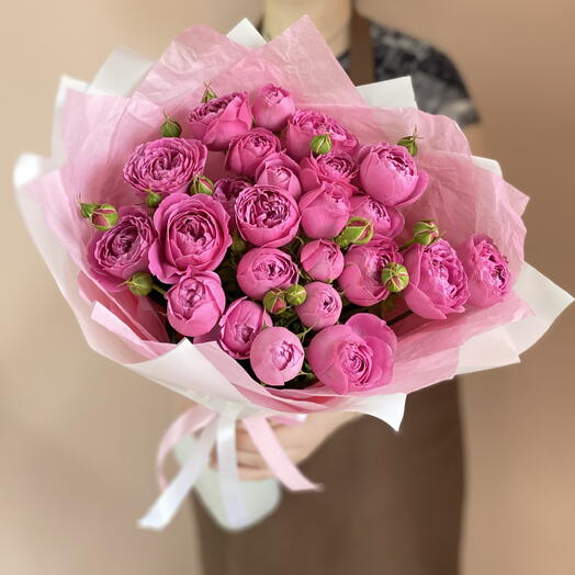 Букет кустовых пионовидных роз Мисти Баблс 🩷🎀