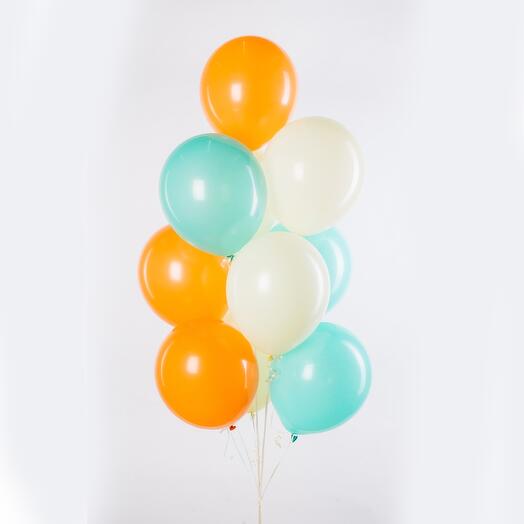 Fountain of helium balloons "Orange and mint" of 10 pieces