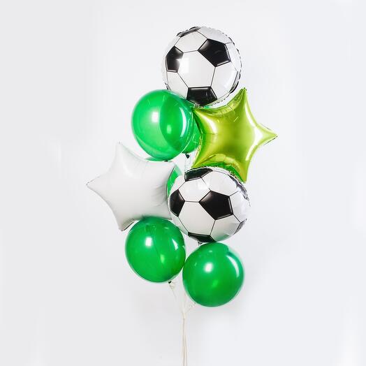 Fountain of helium balloons "Football field" of 10 pieces