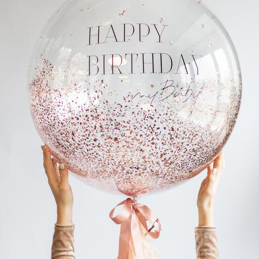 BUBBLE BALL WITH CONFETTI AND INSCRIPTION (INSCRIPTION TO CHOOSE FROM)