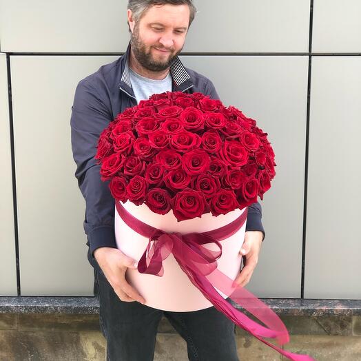 Коробка из 85 красных роз «Самой, самой♥️»