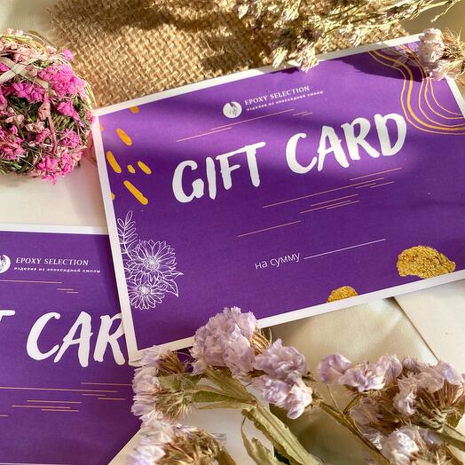 Tarjeta de regalo para productos de resina epoxi