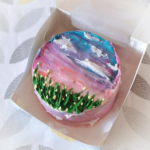 Бенто торт с кремовым рисунком