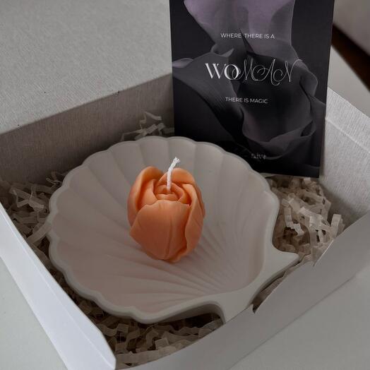 Подарочный набор «Ракушка и тюльпан»