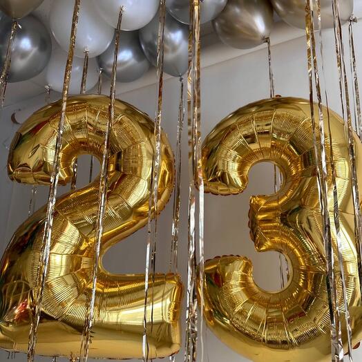 Шарики на дождике на 23 февраля