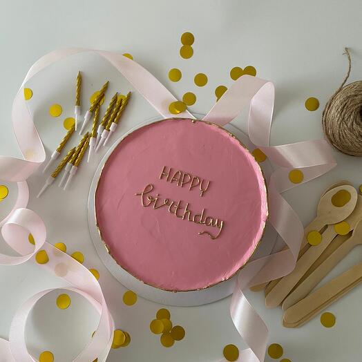 Торт Happy Birthday розовый