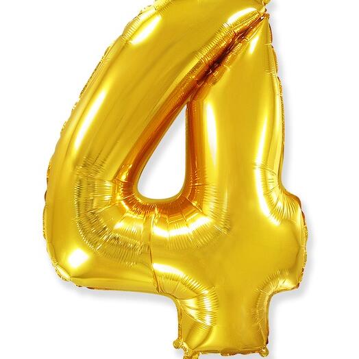 Шарик цифра 4 с гелием 1 метр