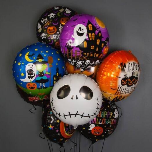 Фольгированные шарики с гелием на Хеллоуин Halloween 9 шт