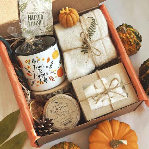 Gift set for mom "Time to Hygge" orange midi 51