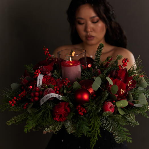 Scarlet Petals Table Wreath