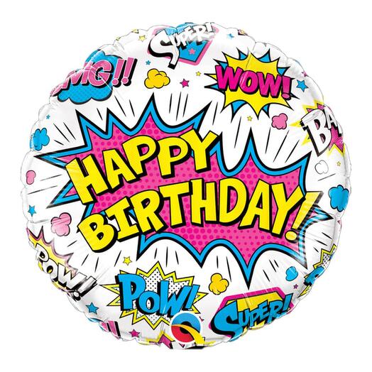 Birthday Super Hero White Foil Balloon