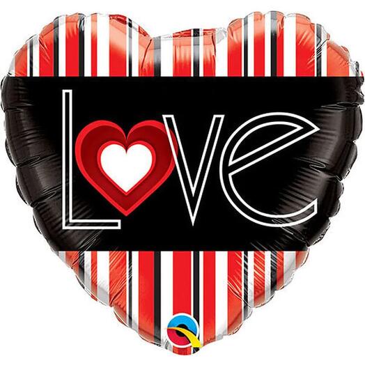 LOVE Red Stripes Foil Balloon