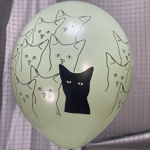 Воздушный шар КОТИКИ СЕРЬЕЗНЫЕ оливковый 14"