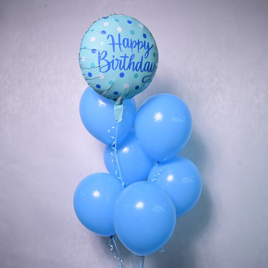 6 Blue Latex   1 Happy Birthday Balloon - 5723