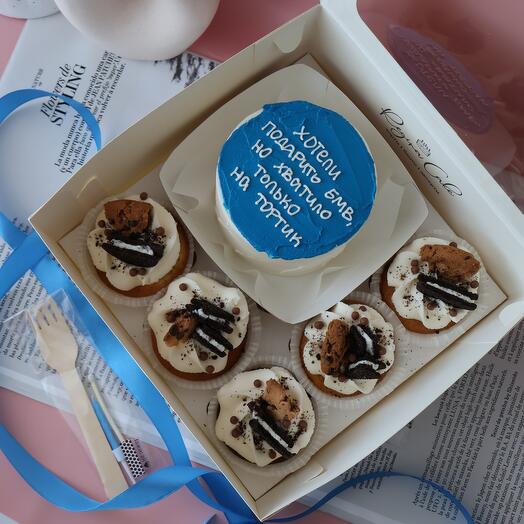 Сладкий подарочный набор бенто торт  и капкейки "хотели подарить"