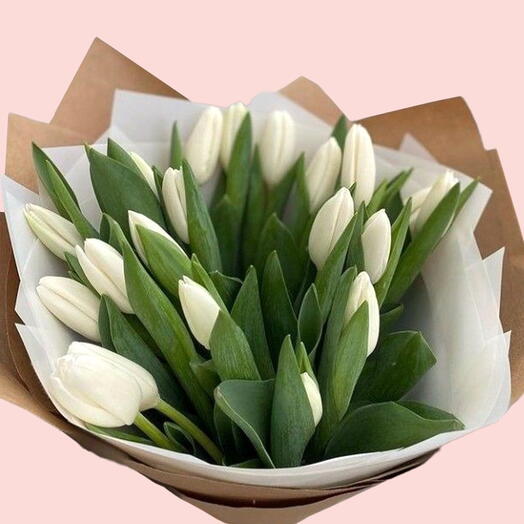 20 White Tulips Bouquet