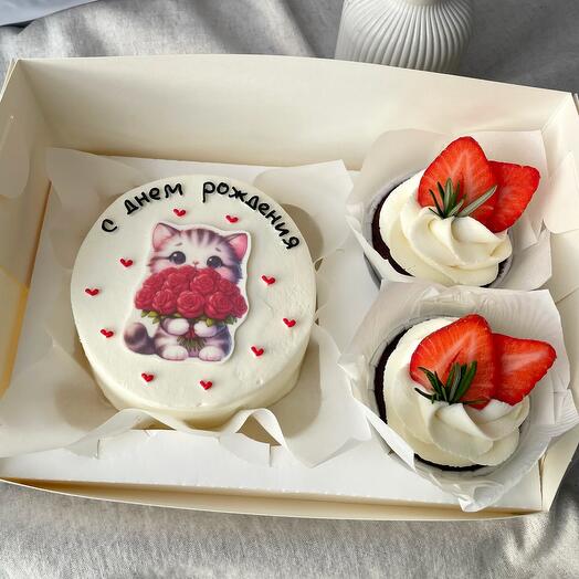 Набор из торта и капкейков на день рождения