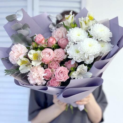 Букет Миледи! (пионрозы, хризантема, диантусы и пр.)