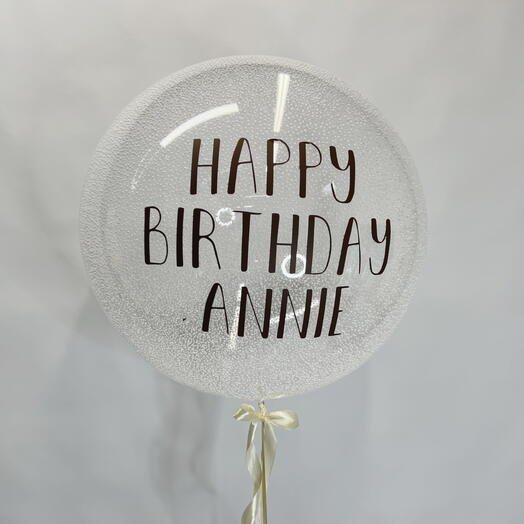 Transparent balloon with individual inscription