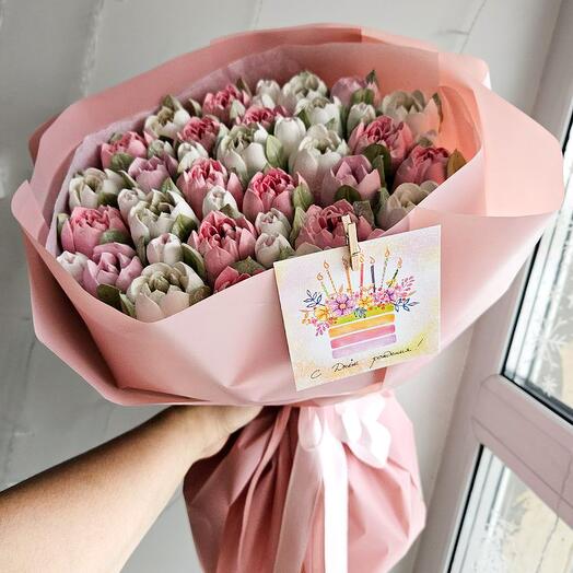 Букетик с зефирными цветами