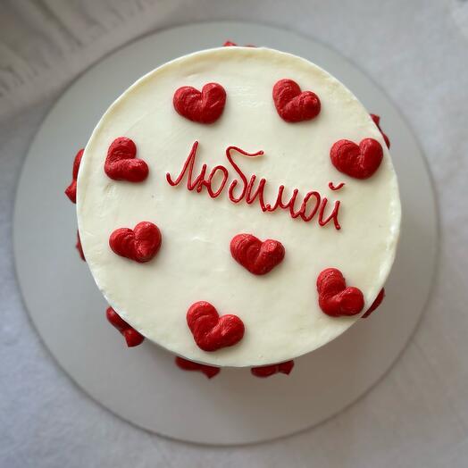 Торт 1 кг с сердцами на 14 февраля / для любимой девушки,жены / день всех влюбленных