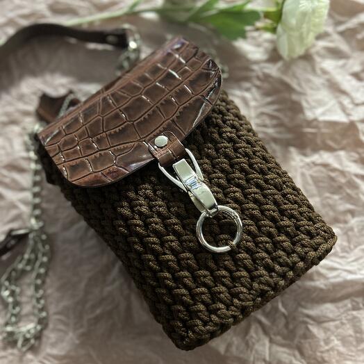 Сумка вязаная ручной работы коричневая