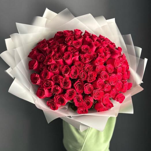 -20%АКЦИЯ🌹Букет классический моно/101 кенийская розы/красные розы/Цветы Уфы/Доставка Уфа