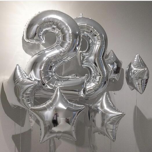 Шарики цифры серебро