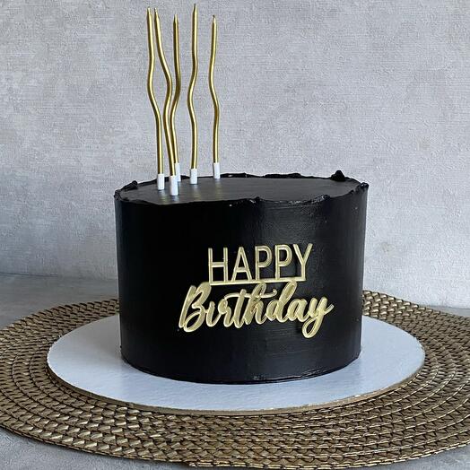 Торт happy birthday чёрный топпером