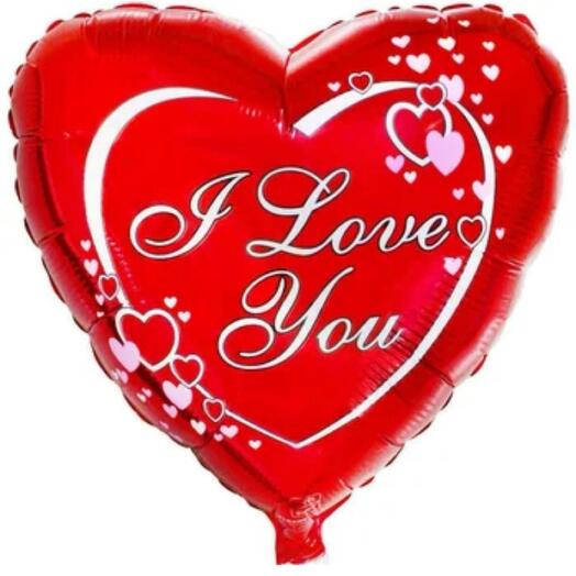 Шар сердце красное «I Love You»
