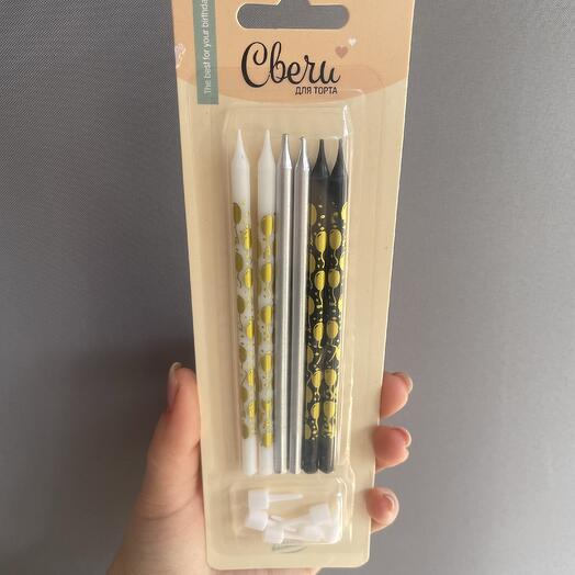 Свечи для торта «золотые шары» 6 штук