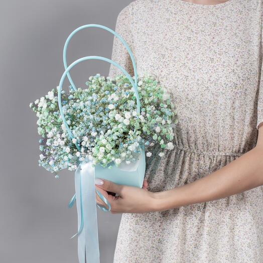 Сумочка с голубой гипсофилой