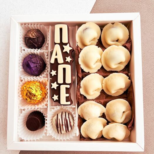 Набор шоколада с пельменями и трюфелями Папе сладкий подарок мужчине, парню, дедушке, отцу