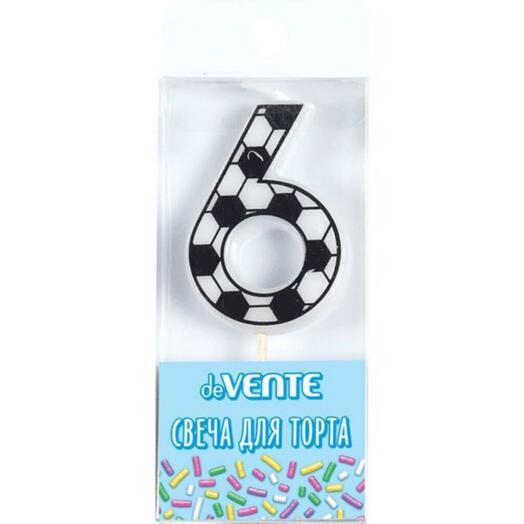 Свеча Цифра 6. Футболист, черно-белая