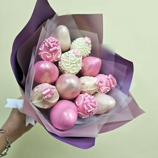 Букет из 13 клубник в белом шоколаде арт. 34619 в Хабаровске